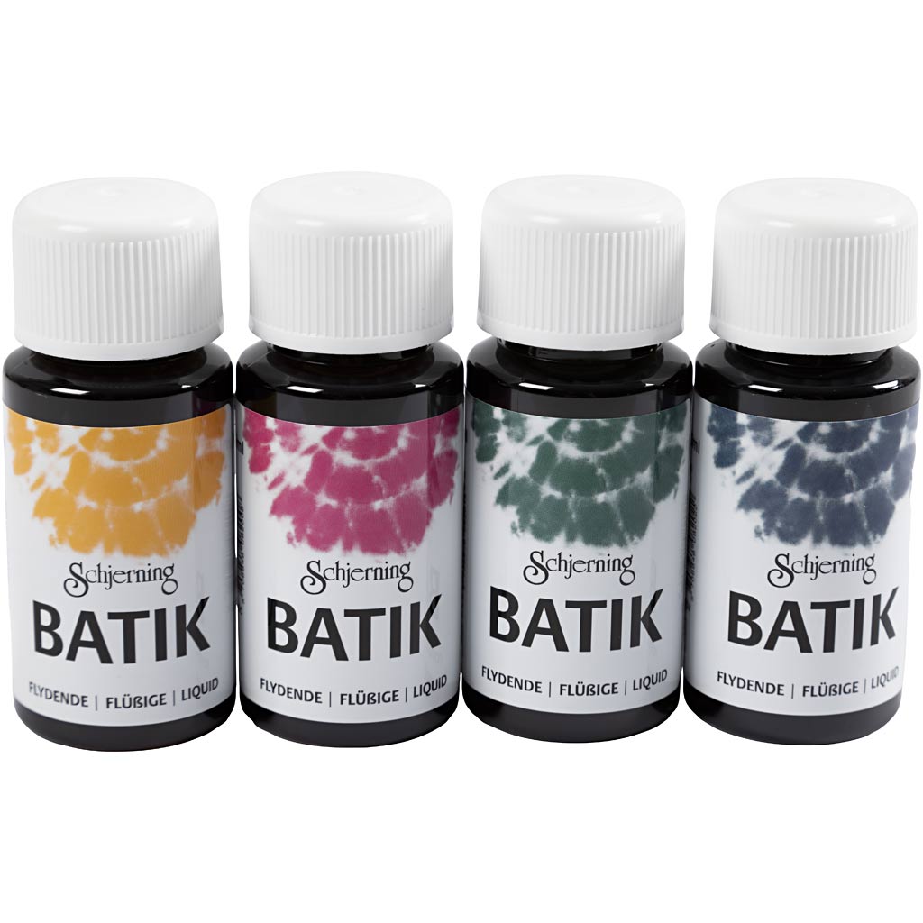 Batik Dye, navy blue, green, pink, corn yellow, 4x50 ml