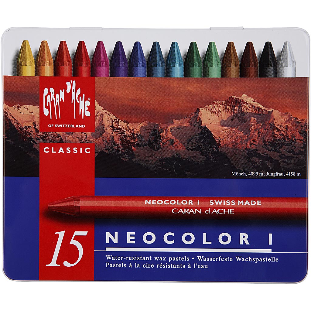 CARAN D’ACHE Neocolor I Pastelli, L: 10 cm, spess. 8,5 mm, colori asst., 15 pz/ 1 conf. [HOB-34014]