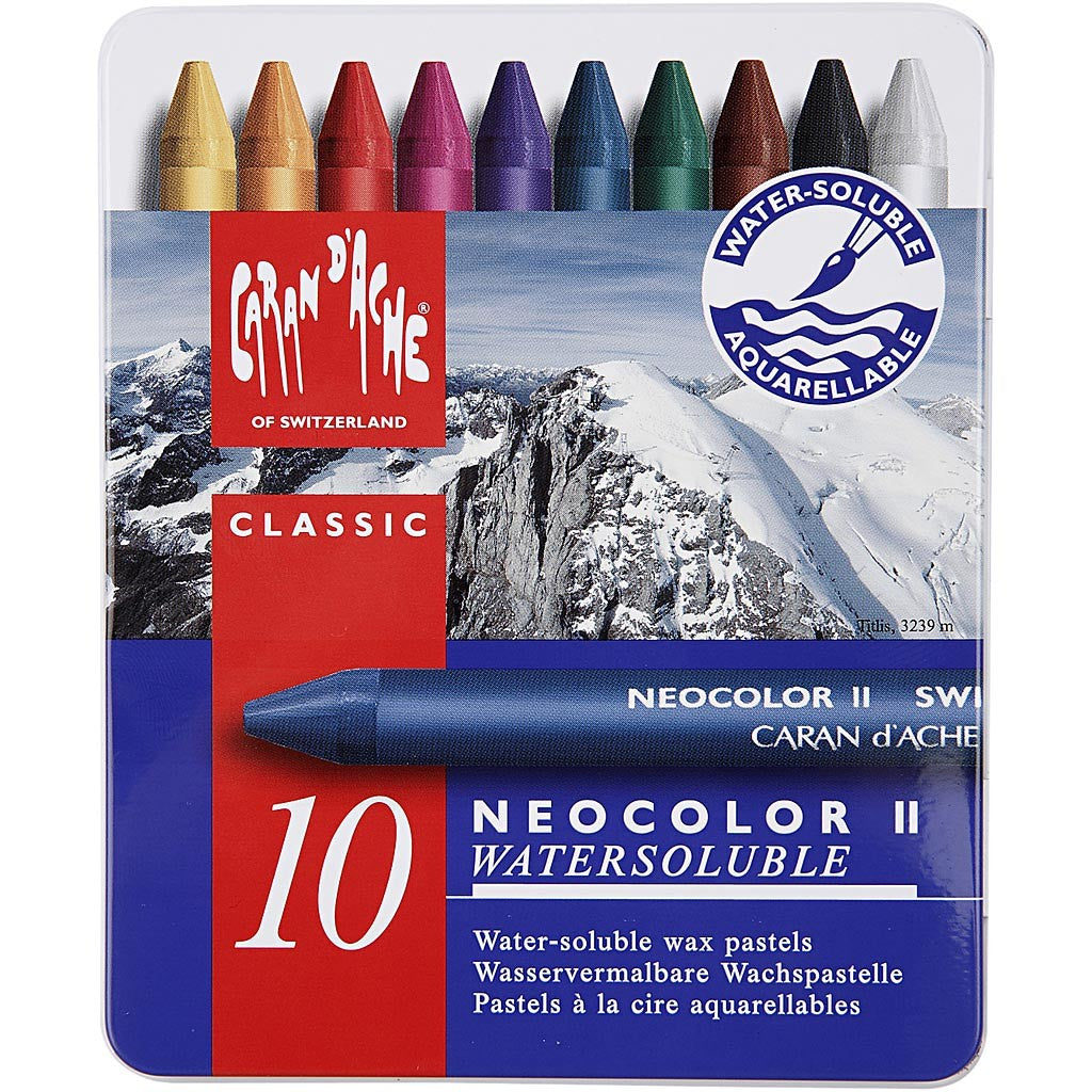 CARAN D’ACHE Neocolor II, L: 10 cm, spess. 8,5 mm, colori asst., 10 pz/ 1 conf. [HOB-34040]