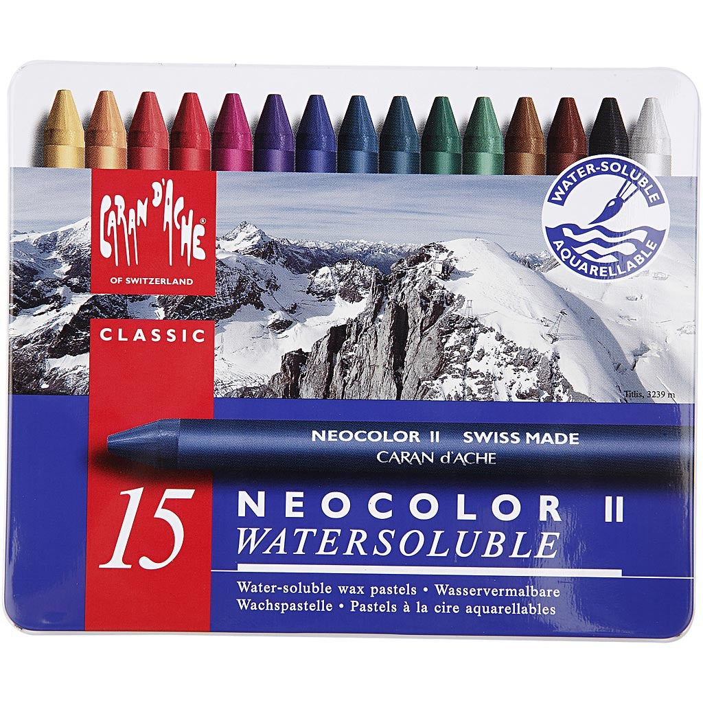 CARAN D’ACHE Neocolor II, L: 10 cm, spess. 8,5 mm, colori asst., 15 pz/ 1 conf. [HOB-34042]