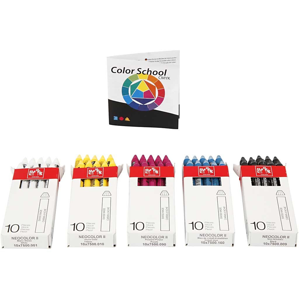 CARAN D’ACHE Neocolor II, L: 10 cm, spess. 8,5 mm, colori asst., 5x10 pz/ 1 conf. [HOB-34049]