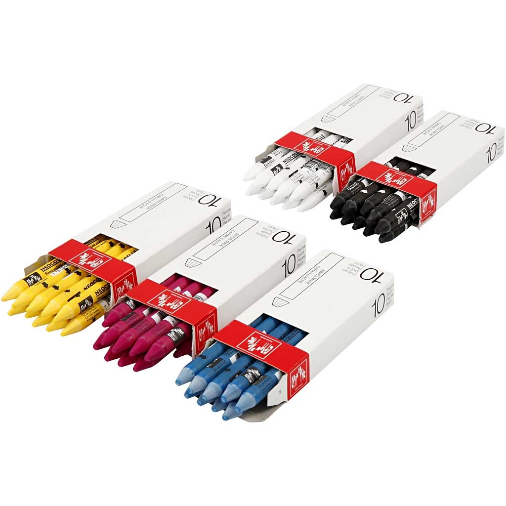 CARAN D’ACHE Neocolor II, L: 10 cm, spess. 8,5 mm, colori asst., 5x10 pz/ 1 conf. [HOB-34049]