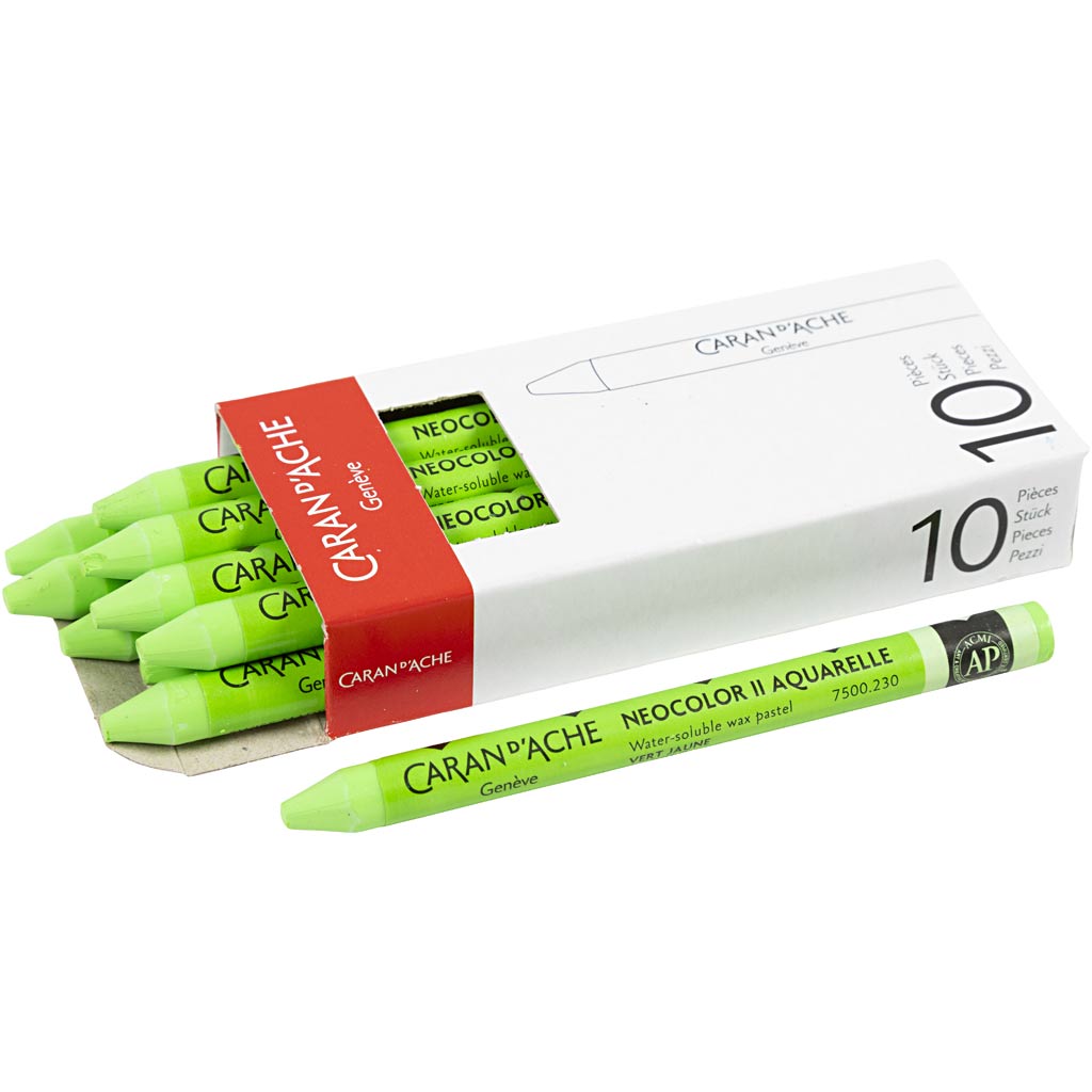 CARAN D’ACHE Neocolor II, L: 10 cm, thickness 8,5 mm, yellow green (230), 10 pc