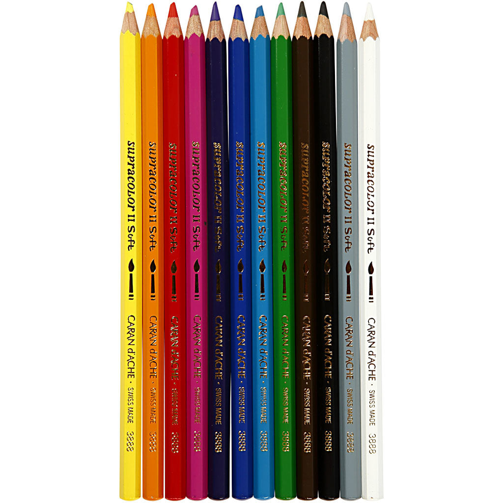 CARAN D’ACHE Supracolor II, L: 17 cm, mina 3.8 mm, colori asst., 12 pz/ 1 conf. [HOB-34096]