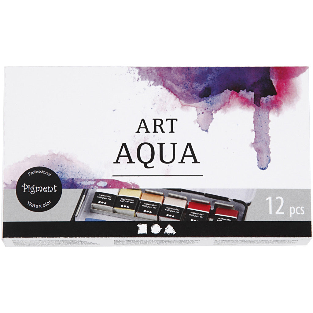 Art Aquarellfarben, Halbwannen, Größe 10x15x20 mm, Standard-Farben, 12 Farbe/ 1 Pck [HOB-34244]