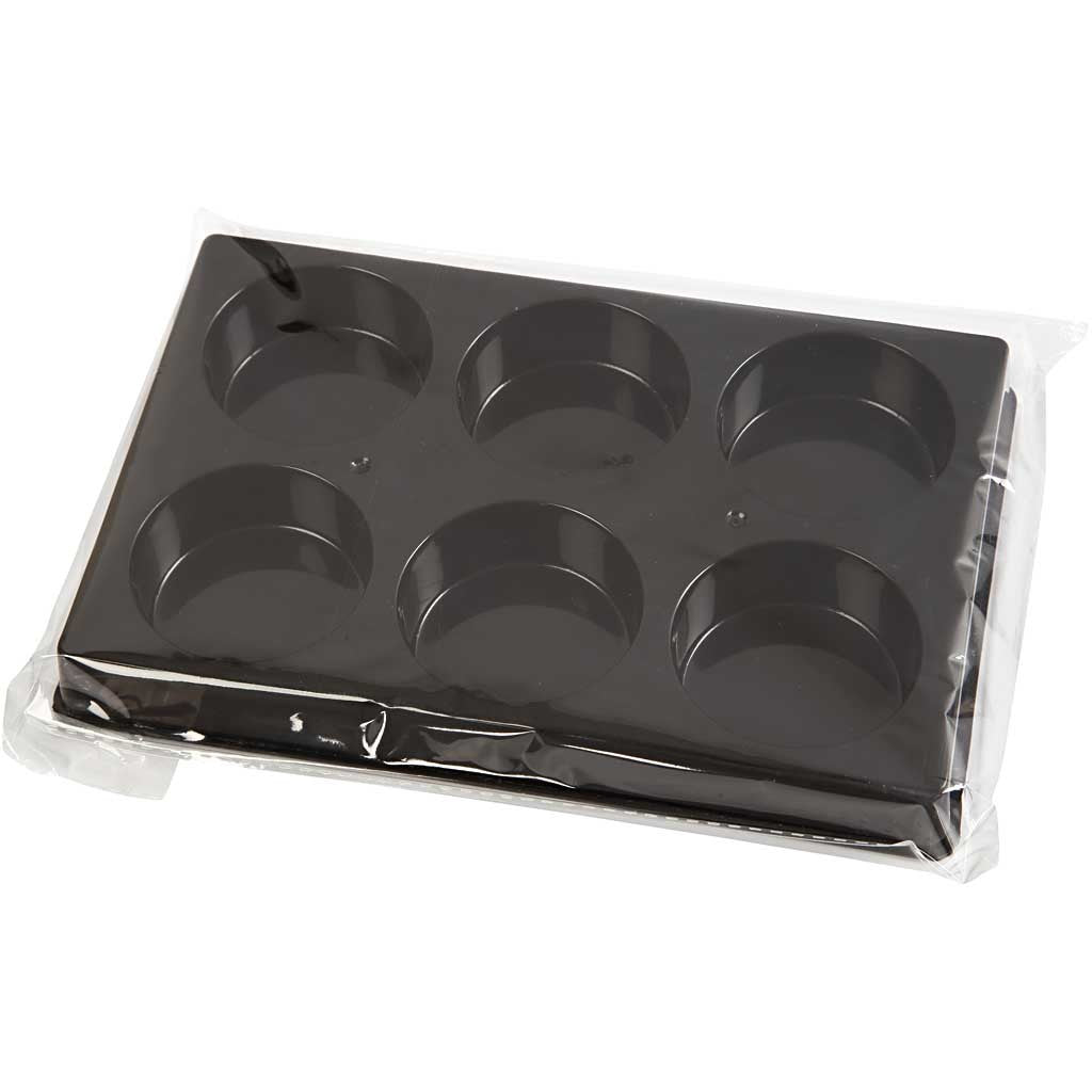 Tavolozza per acquerelli, diam 44 mm, misura 11x16 cm, nero, 1 pz [HOB-34589]