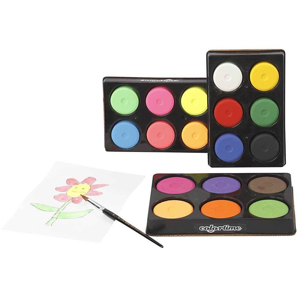 Pastilles aquarelles, H : 16 mm, d 44 mm, couleurs néons, 1 Pq. [HOB-34591]