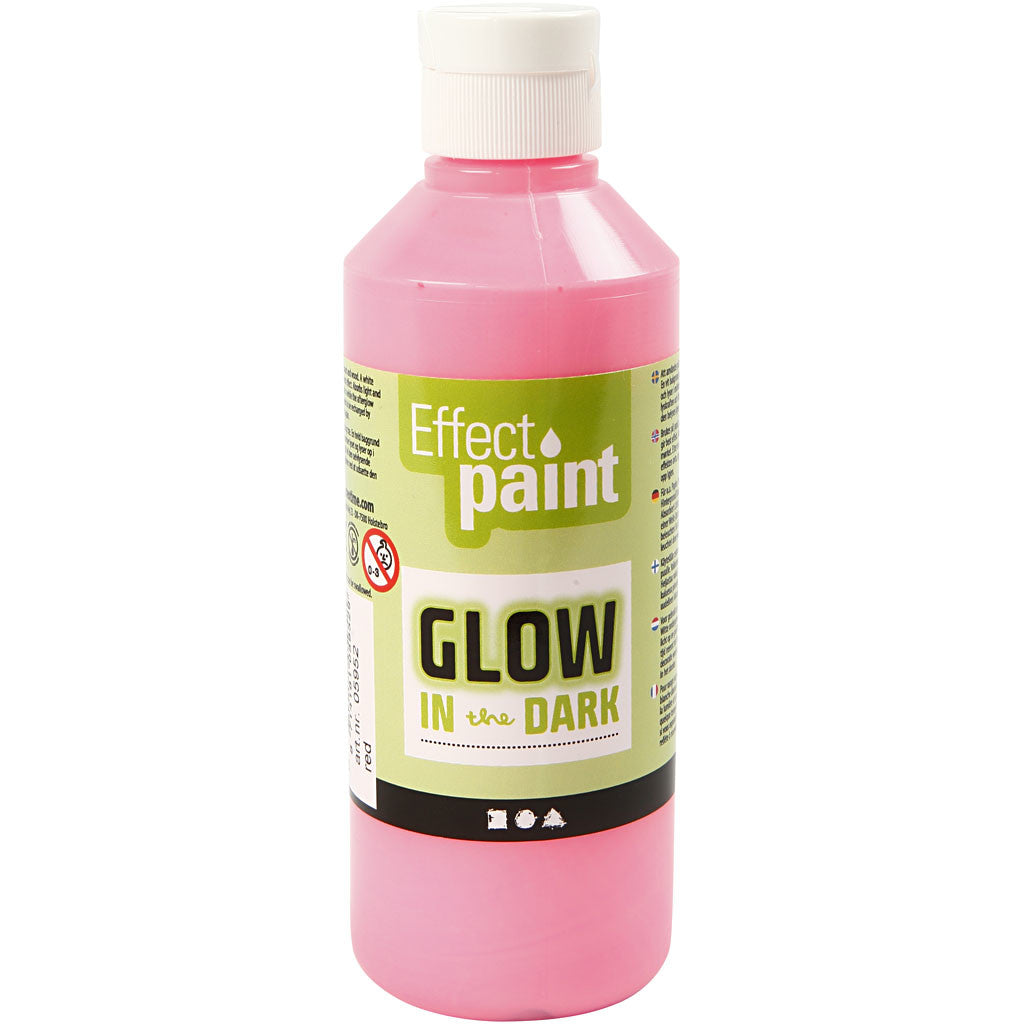 Pittura Fosforescente, rosso chiaro fluorescente, 250 ml/ 1 bott. [HOB-34934]