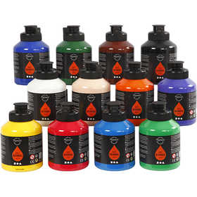 Acrylfarben, Mattglänzend, Standard-Farben, 12x500 ml/ 1 Pck [HOB-35490]