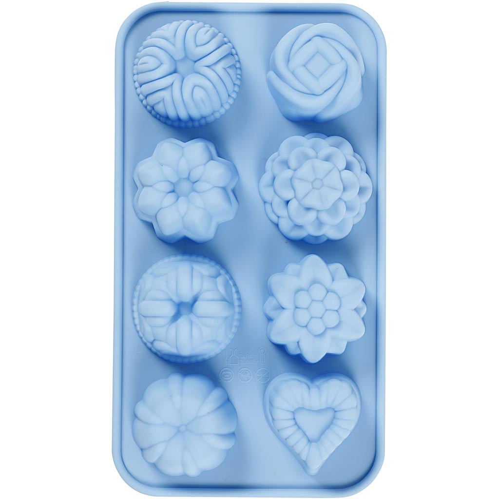 Silicone Mould, small cakes, H: 2,5 cm, L: 4 cm, W: 4,5 cm, 25 ml