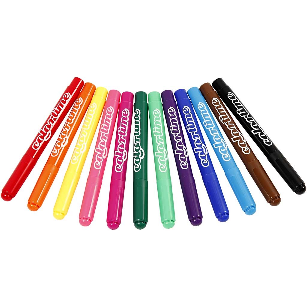 Colortime Marker, Strichstärke 5 mm, Standard-Farben, 12 Stk/ 1 Pck [HOB-37330]