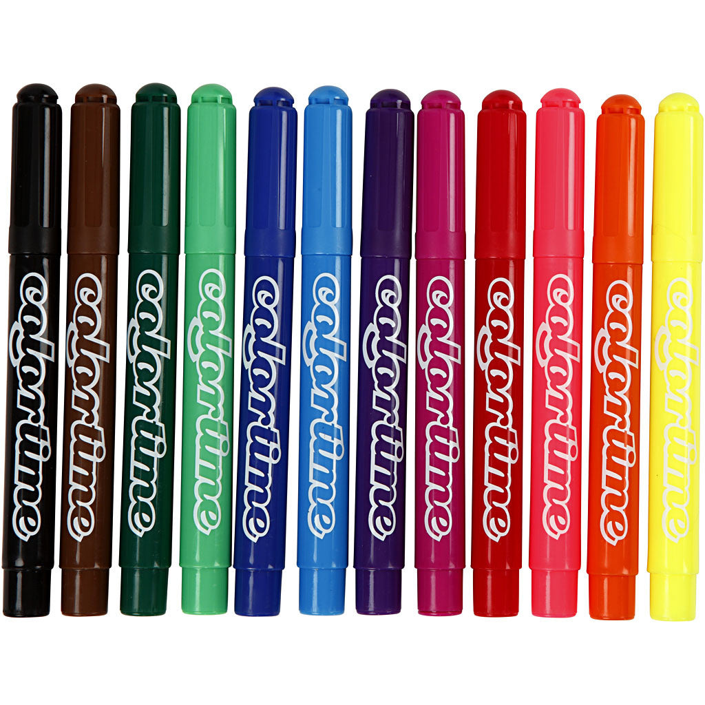 Colortime Marker, Strichstärke 5 mm, Standard-Farben, 12 Stk/ 1 Pck [HOB-37330]