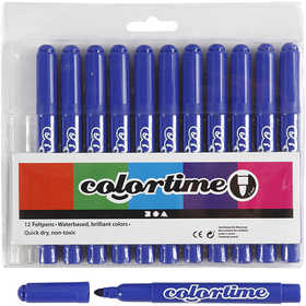 Feutres Colortime, trait 5 mm, bleu, 12pièce/ 1 Pq. [HOB-37333]