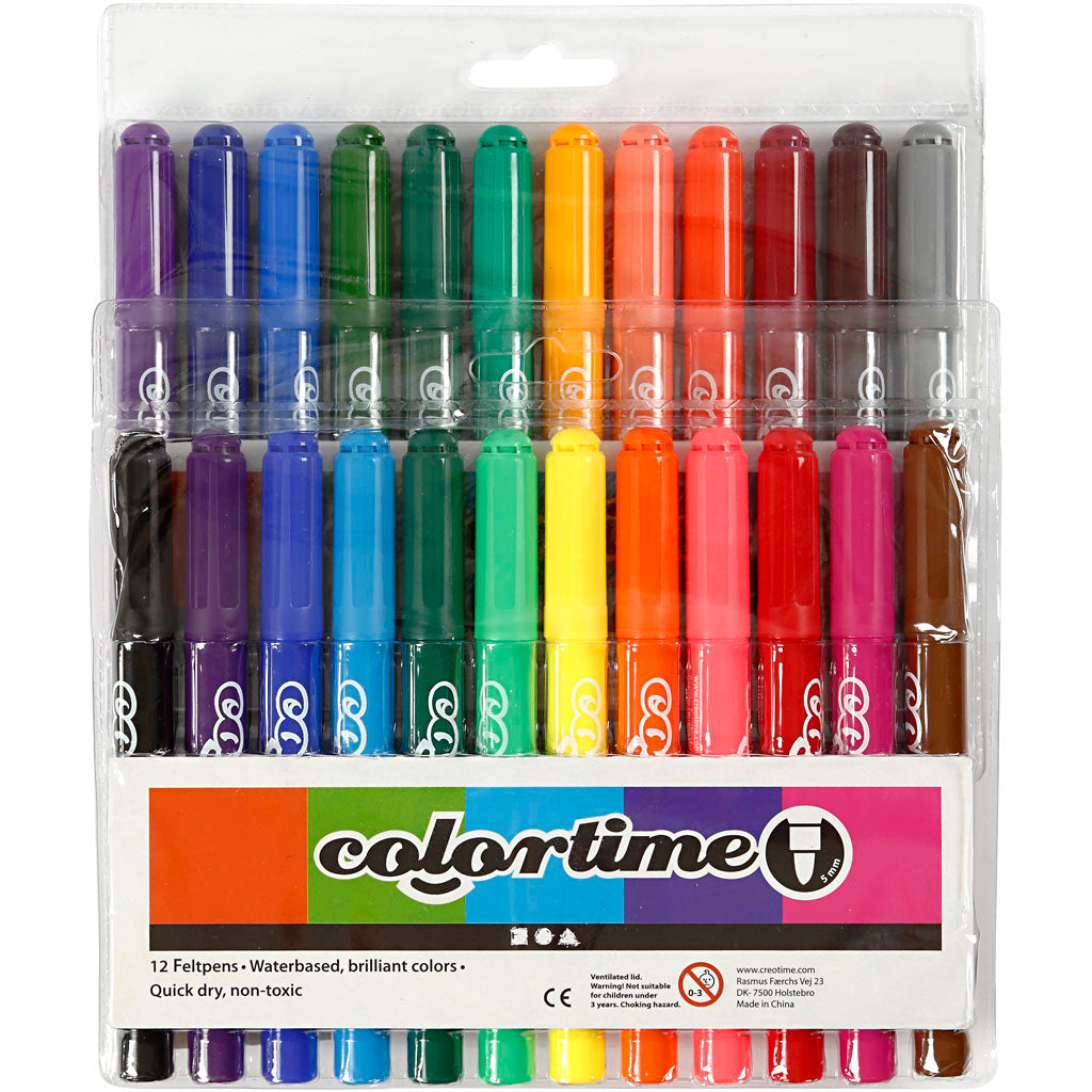 Feutres Colortime, trait 5 mm, ass. de couleurs, 24 pièces/ 1 Pq. [HOB-37349]