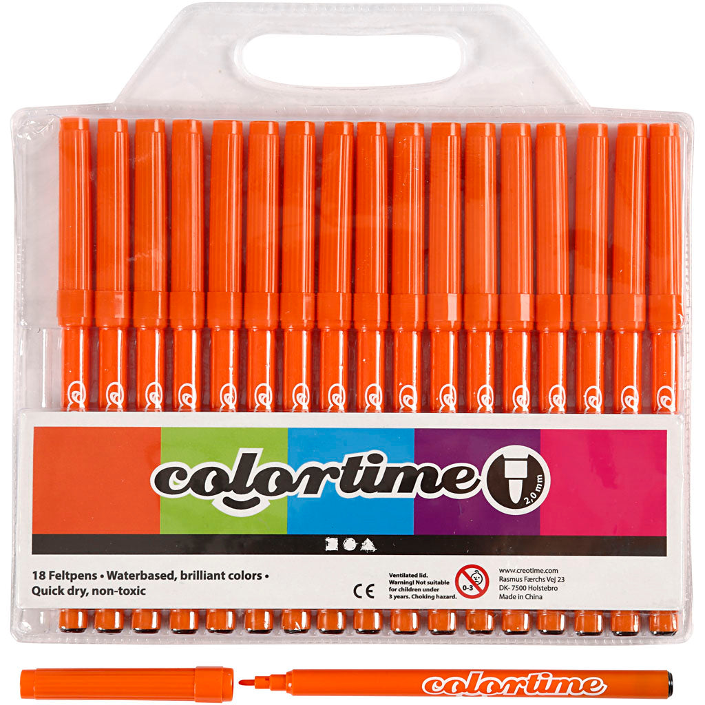 Colortime Markers, line 2 mm, orange, 18 pc