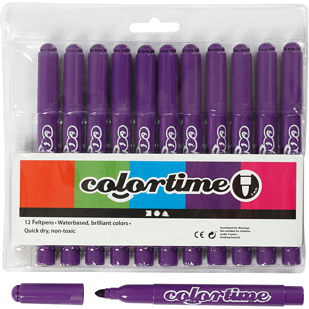 Colortime Markers, line 5 mm, dark purple, 12 pc