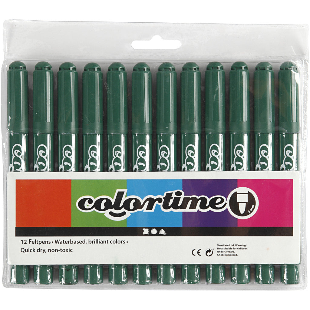 Pennarelli Colortime, ampiezza tratto 5 mm, verde, 12 pz/ 1 conf. [HOB-37358]