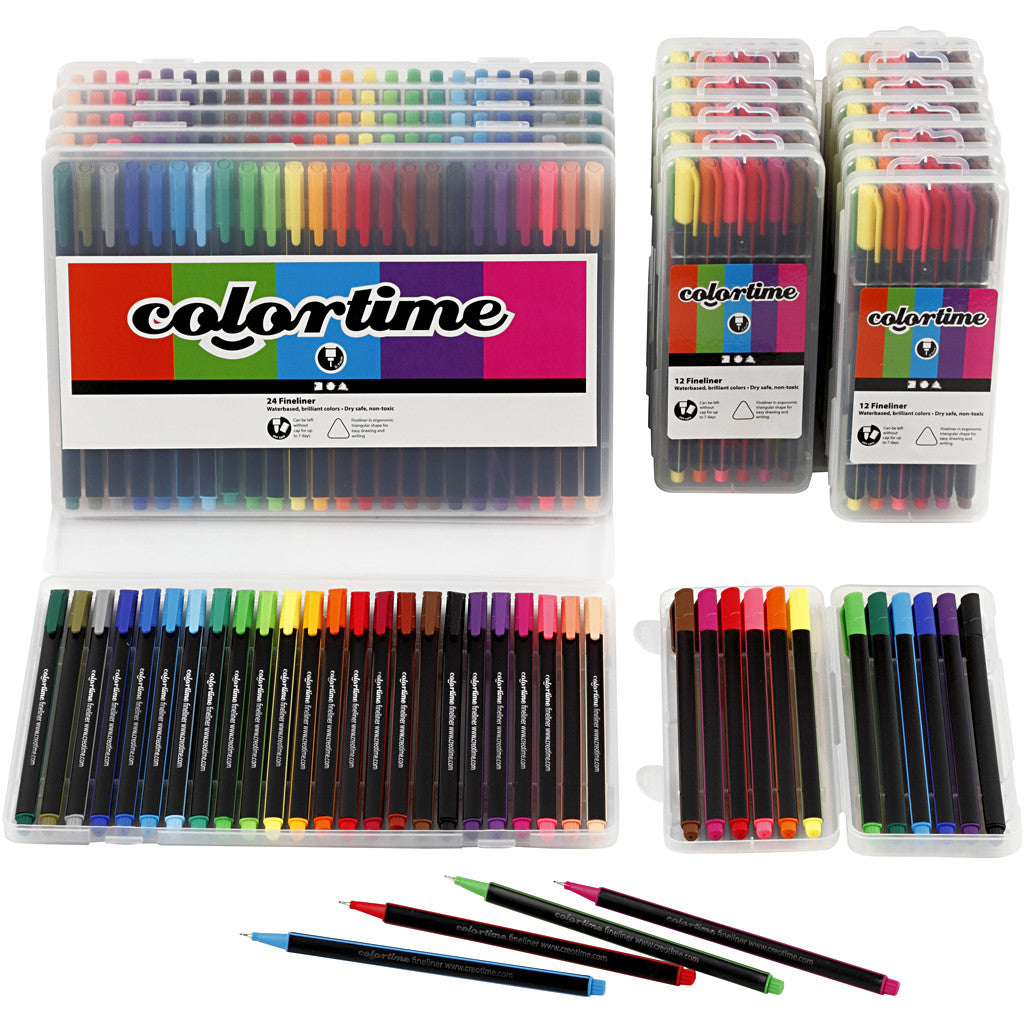 Colortime Fineliner Filzstifte, Strichstärke 0,6-0,7 mm, Sortierte Farben, 18 Pck/ 1 Pck [HOB-373650]