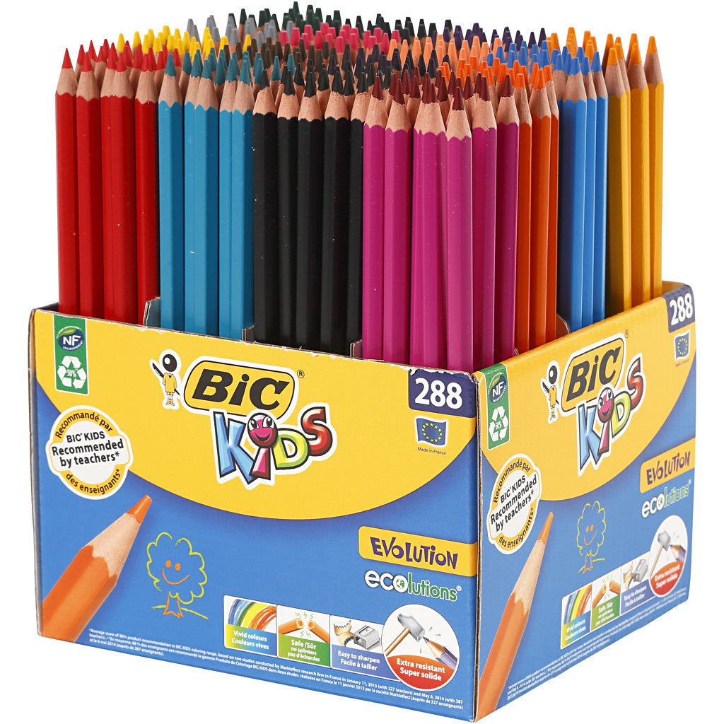 BIC Matite Colorate Evolution, L: 17,5 cm, mina 3 mm, colori asst., 288 pz/ 1 conf. [HOB-37584]