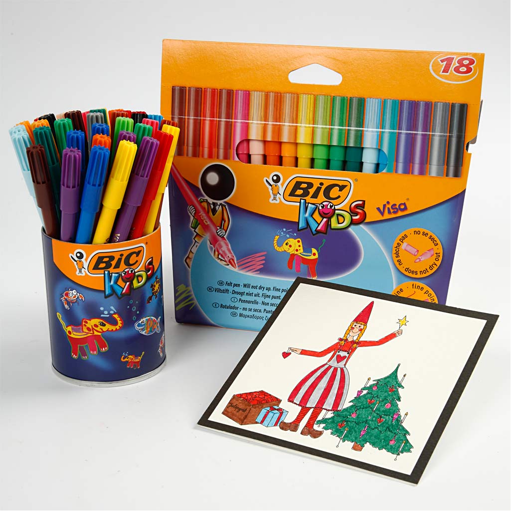 BIC Pennarelli Visa Fine, ampiezza tratto 1,6 mm, colori asst., 18 pz/ 1 conf. [HOB-37592]