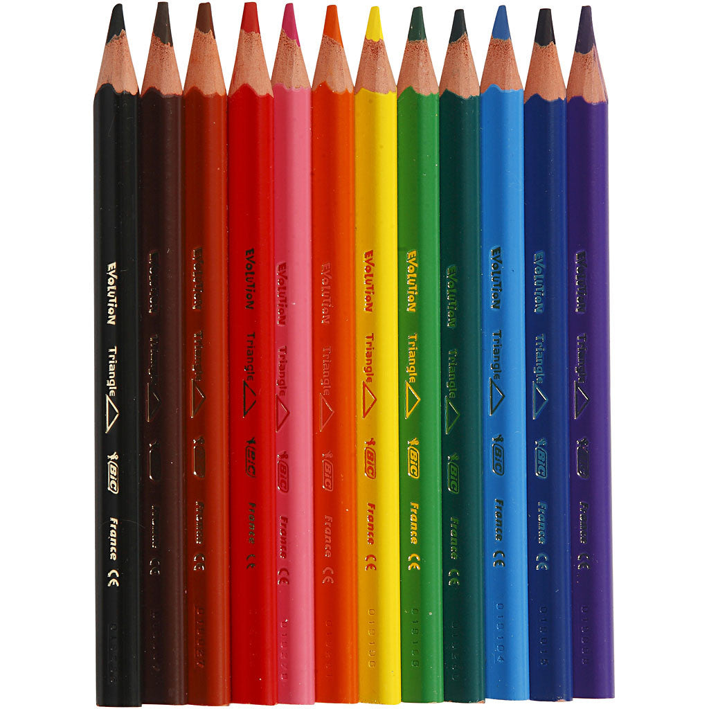 BIC Matite Colorate Evolution Triangle, L: 14 cm, mina 5 mm, colori asst., 12 pz/ 1 conf. [HOB-37597]