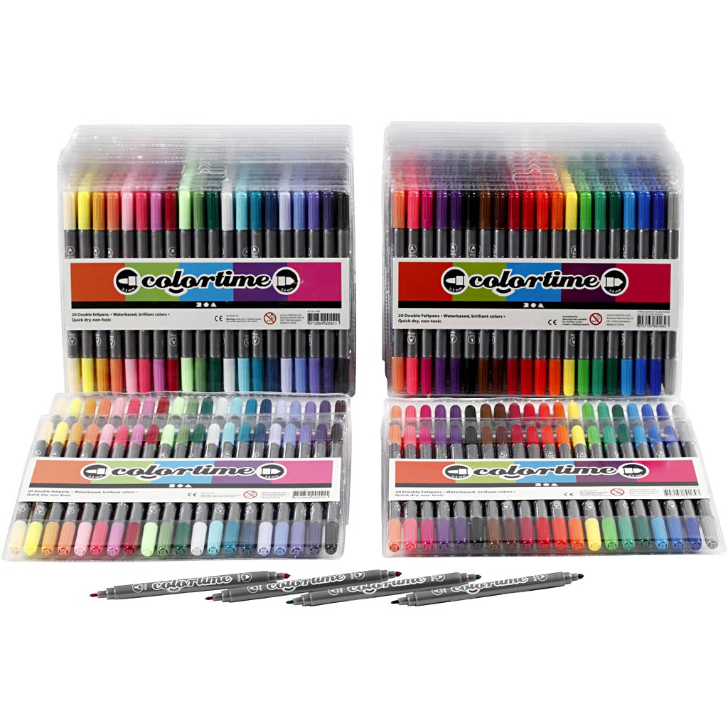 Pennarello Doppio Colortime, ampiezza tratto 2,3+3,6 mm, colori standard, colore aggiuntivo, 24 conf./ 1 conf. [HOB-37993]