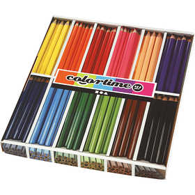 Crayons de Couleur Colortime, L : 17,45 cm, mine 5 mm, JUMBO, ass. de couleurs, 12x12 pièces/ 1 Pq. [HOB-38080]