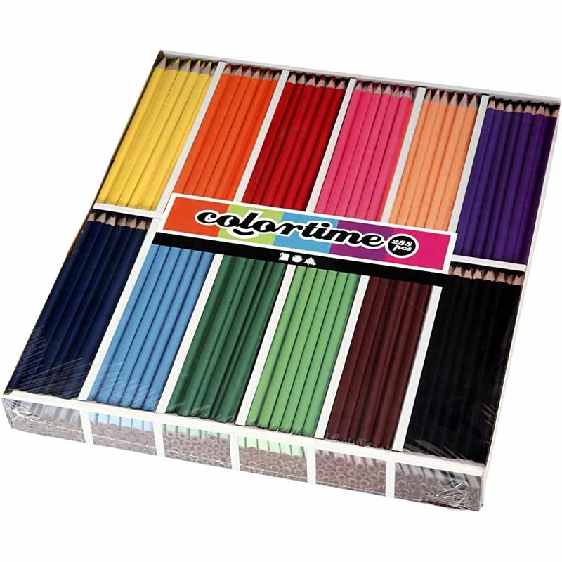 Matite Colorate Colortime, L: 17,45 cm, mina 3 mm, colori asst., 12x24pz/ 1 conf. [HOB-38092]