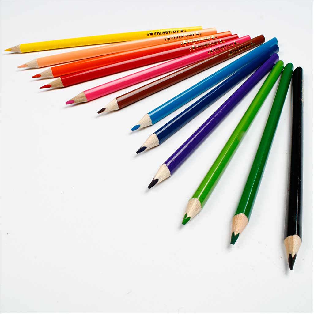 Matite Colorate Colortime, L: 17,45 cm, mina 3 mm, colori asst., 12 pz/ 1 conf. [HOB-38093]