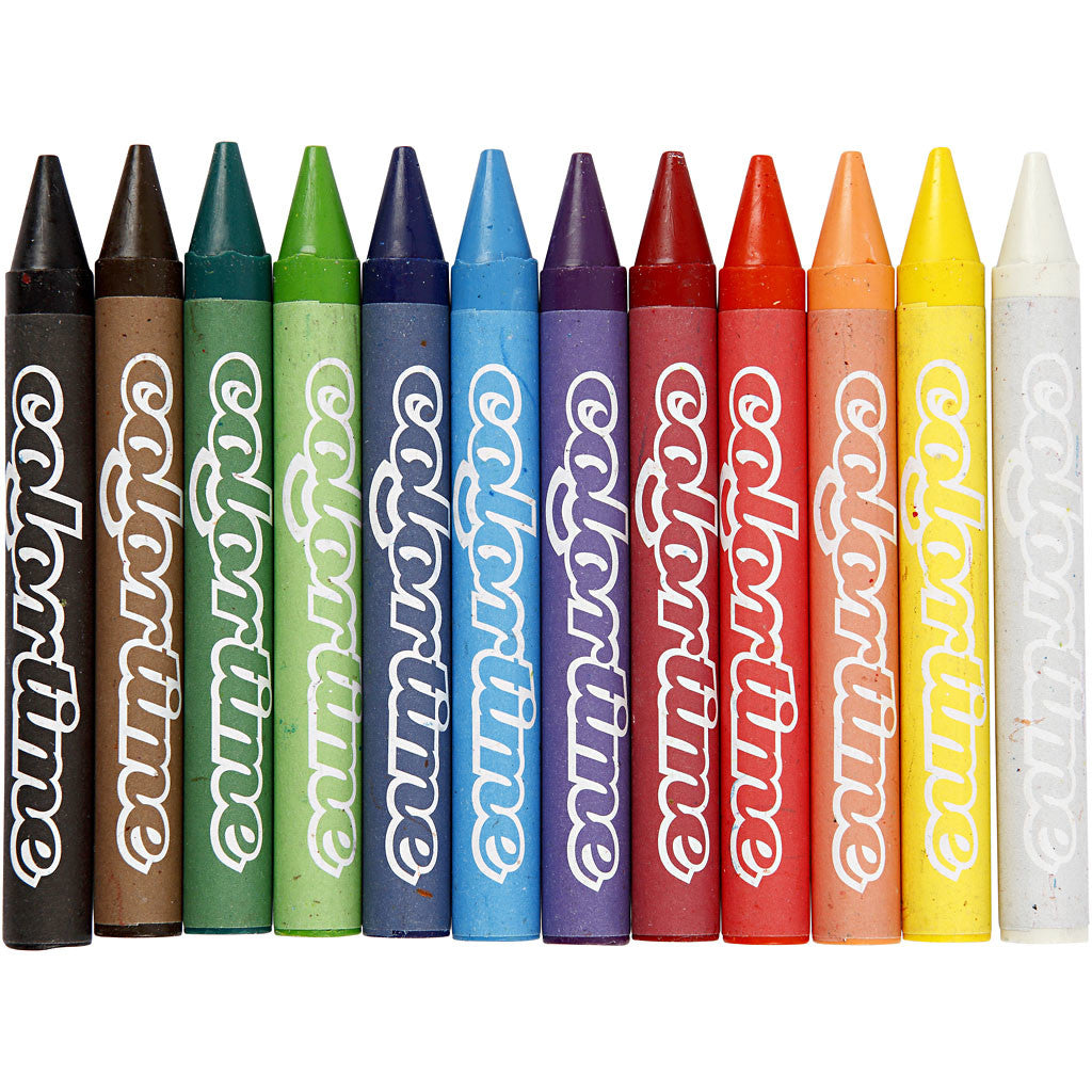 Pastelli a Cera Colortime, L: 10 cm, spess. 11 mm, colori asst., 12 pz/ 1 conf. [HOB-38137]