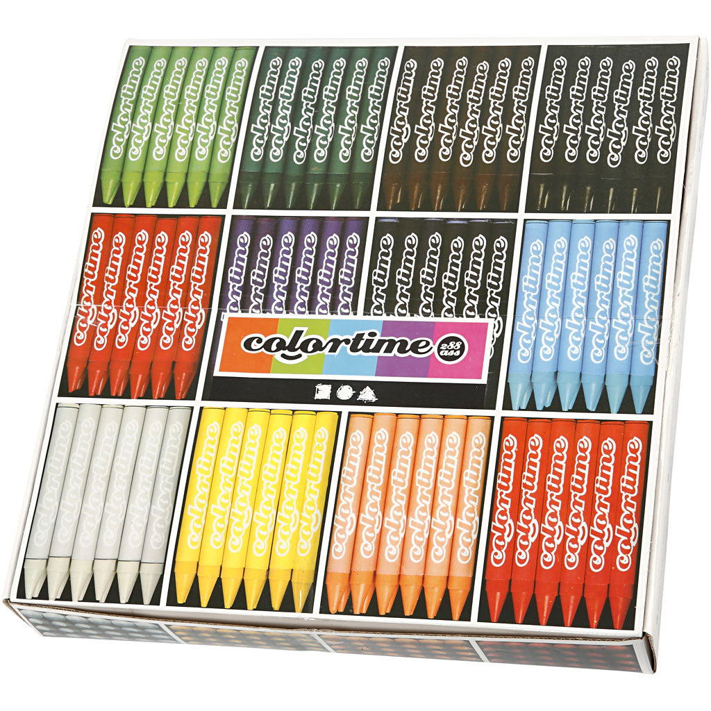 Pastelli a Cera Colortime, L: 10 cm, spess. 11 mm, colori asst., 12x24 pz/ 1 conf. [HOB-38139]