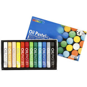 Mungyo Pastelli a olio, L: 7 cm, spess. 11 mm, colori asst., 12 pz/ 1 conf. [HOB-38142]