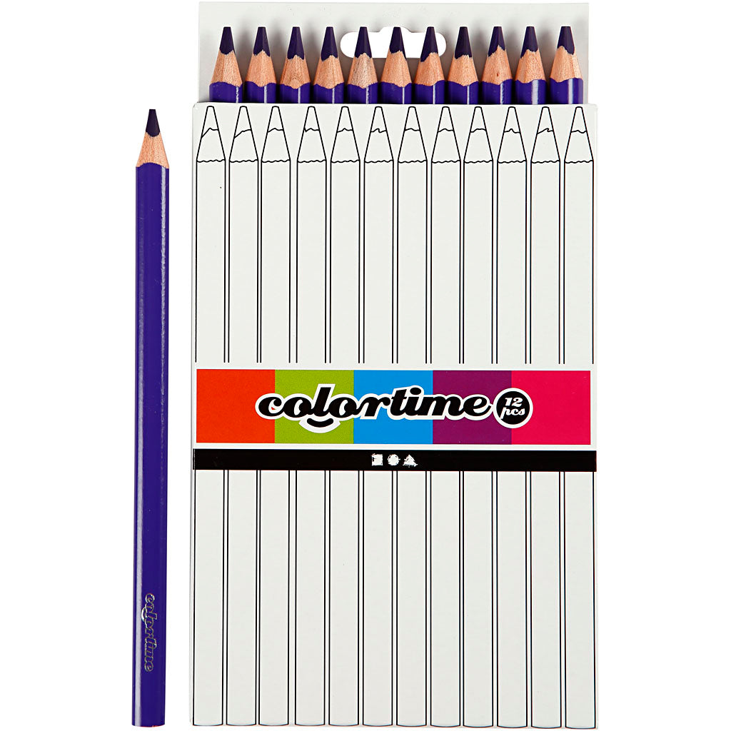 Colortime Colour Pencils, L: 17,45 cm, lead 5 mm, JUMBO, purple, 12 pc