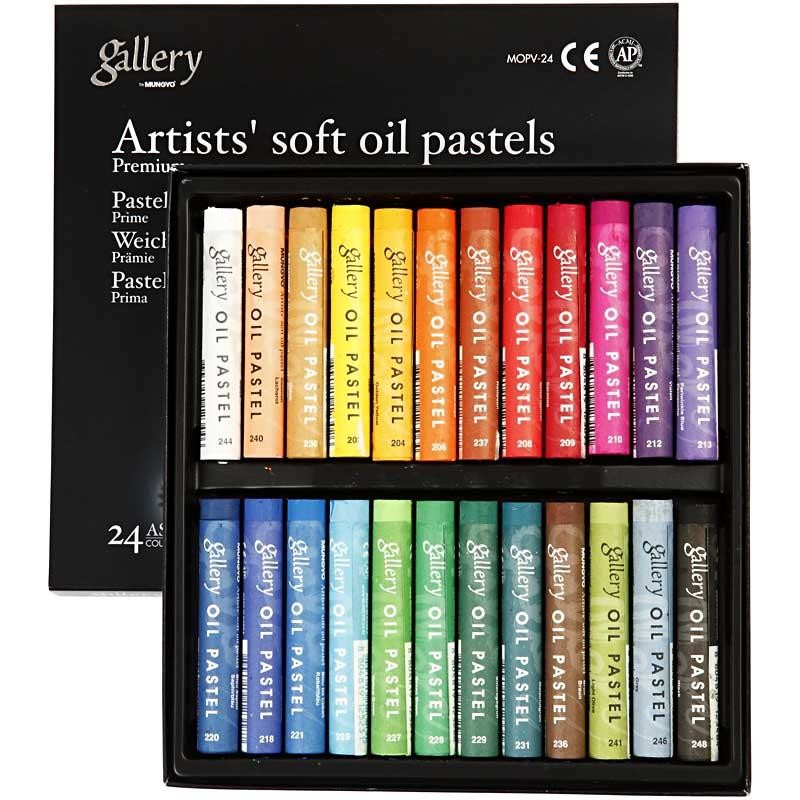 Pastelli a Olio Gallery Premium, L: 7 cm, spess. 10 mm, colori asst., 24 pz/ 1 conf. [HOB-38279]