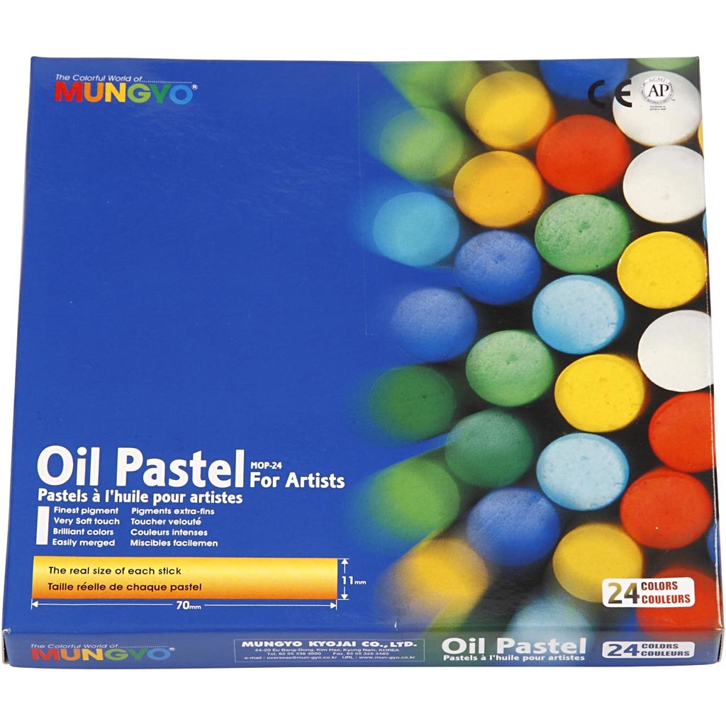 Mungyo Pastelli a olio, L: 7 cm, spess. 11 mm, colori asst., 24 pz/ 1 conf. [HOB-38280]