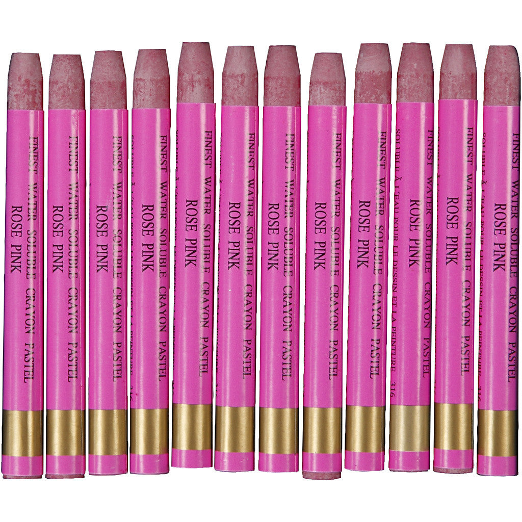 Pastelli acquerellabili, L: 9,3 cm, spess. 8 mm, rosa fresco, 12 pz/ 1 conf. [HOB-38316]