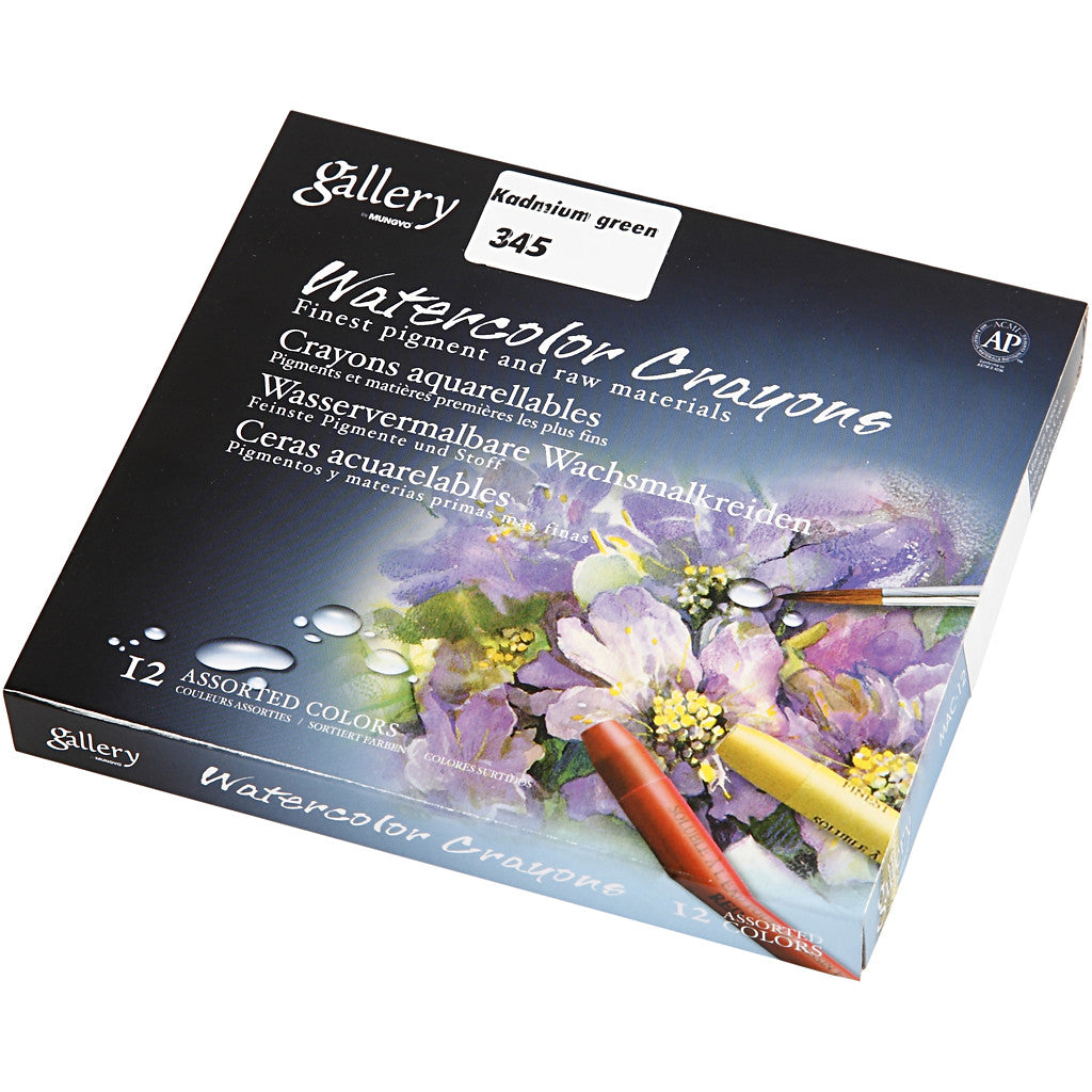 Pastels à la cire aquarellables, L : 9,3 cm, ép. 8 mm, kadmium green (345), 12 pièces/ 1 Pq. [HOB-38327]