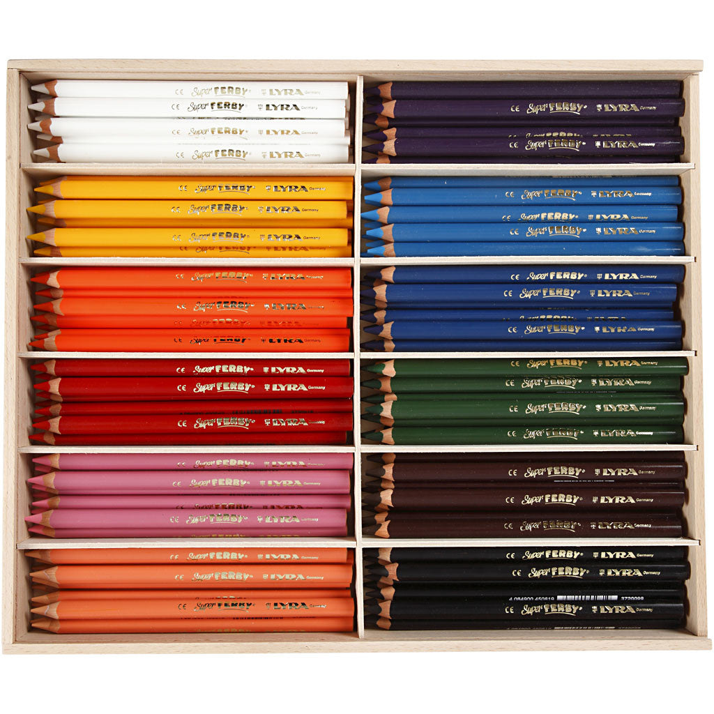 Crayons de couleur Lyra Super Ferby 1, L : 18 cm, mine 6,25 mm, ass. de couleurs, 12x12 pièces/ 1 Pq. [HOB-38380]
