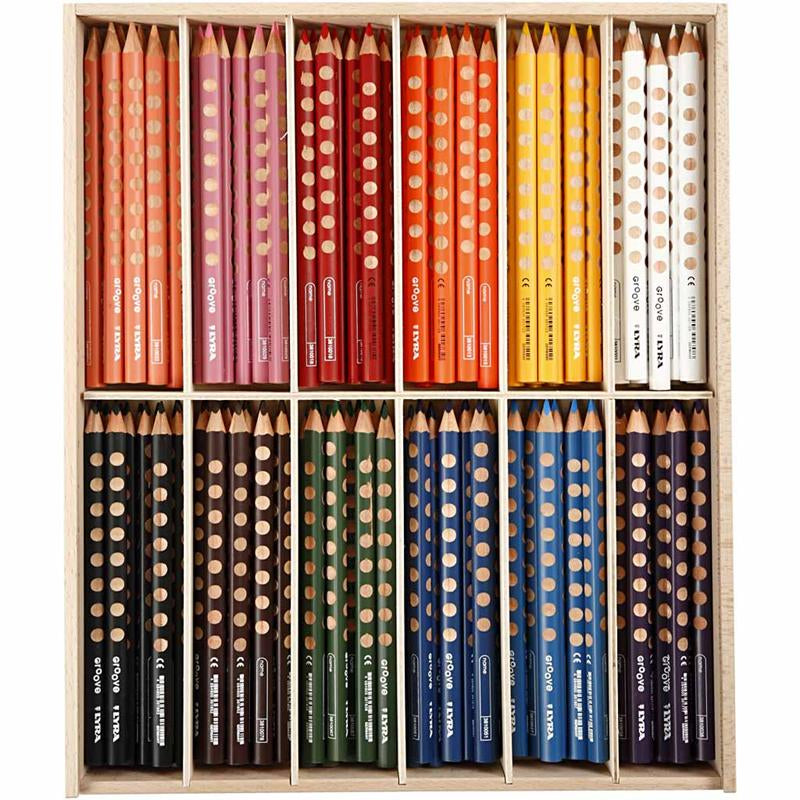 Groove Colouring Pencils, L: 18 cm, lead 4.25 mm, assorted colours, 12x12 pc
