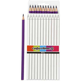Crayons de Couleur Colortime, L : 17 cm, mine 3 mm, violet, 12 pièces/ 1 Pq. [HOB-38575]