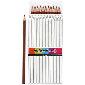 Crayons de Couleur Colortime, L : 17 cm, mine 3 mm, brun, 12 pièces/ 1 Pq. [HOB-38580]