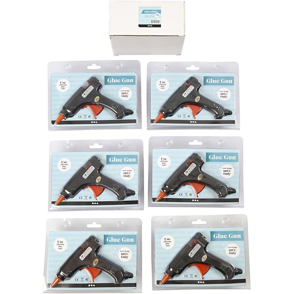 Mini pistole per colla con ricarica, 130 °C - bassa temperatura, ca. 125 cm cavo, EU, 1 set [HOB-39119]