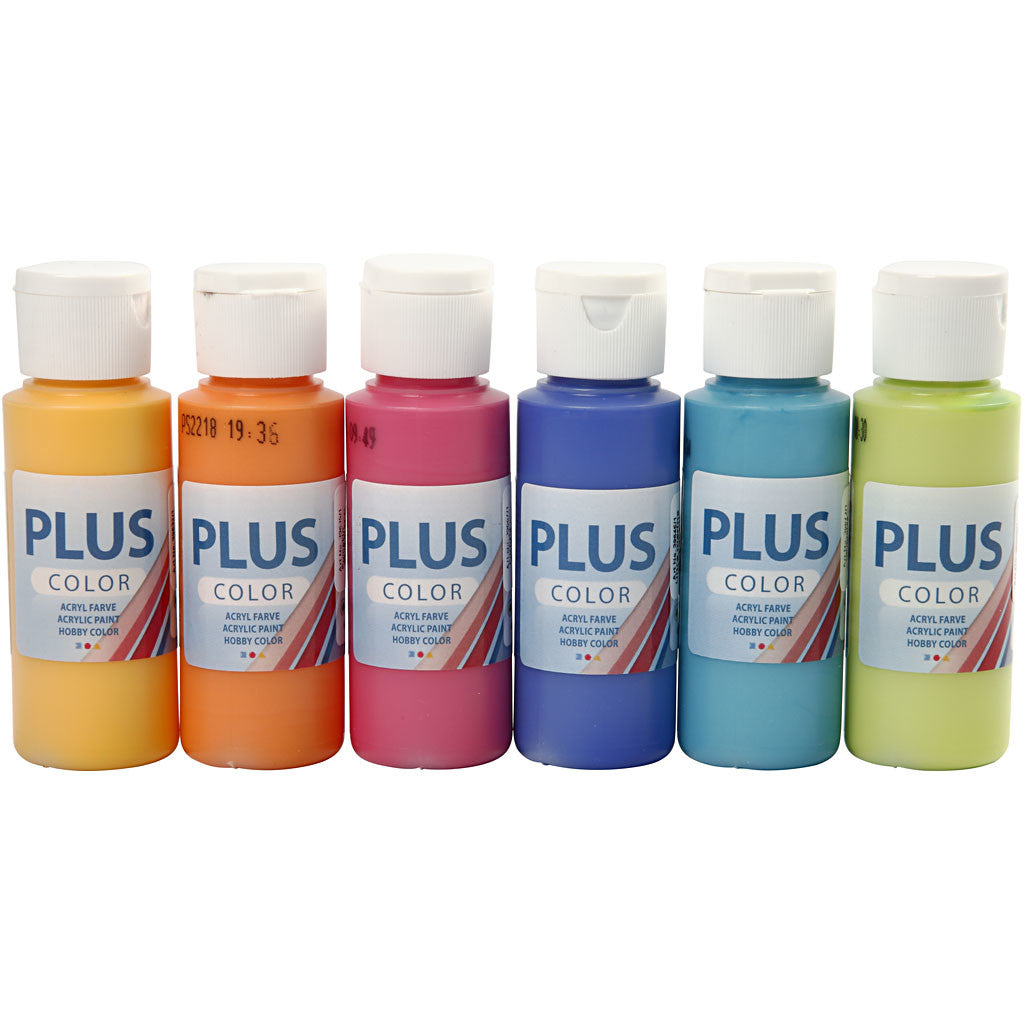 Plus Color Craft Paint, colourful, 6x60 ml/ 1 conf. [HOB-39695]