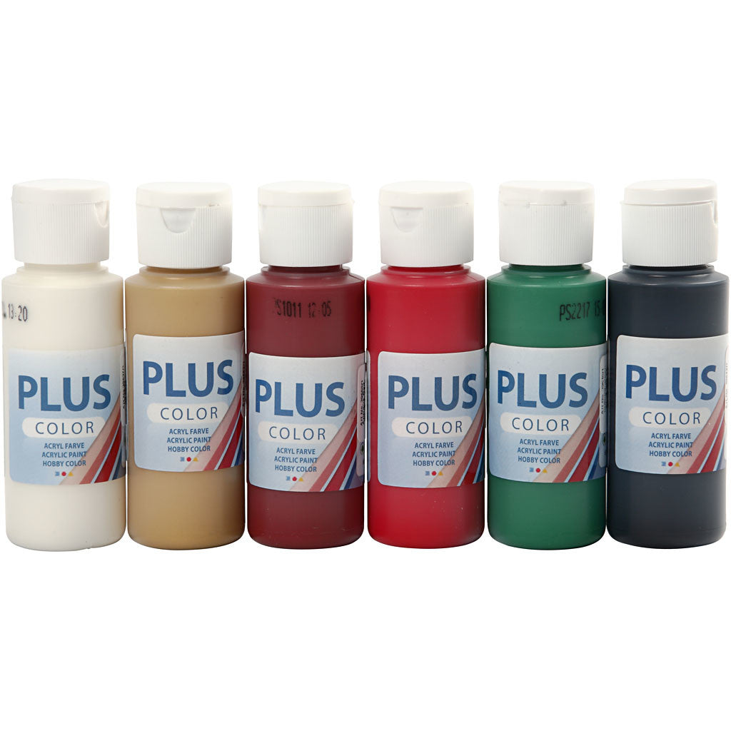 Plus Color Bastelfarbe, Weihnachtsfarben, 6x60 ml/ 1 Pck [HOB-39696]