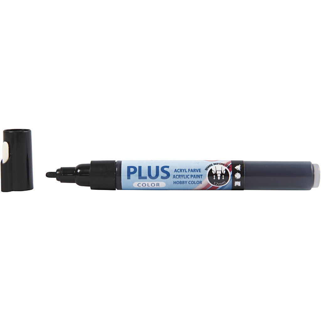 Plus Color Marker, L: 14,5 cm, ampiezza tratto 1-2 mm, nero, 5,5 ml, 1 pz [HOB-39842]