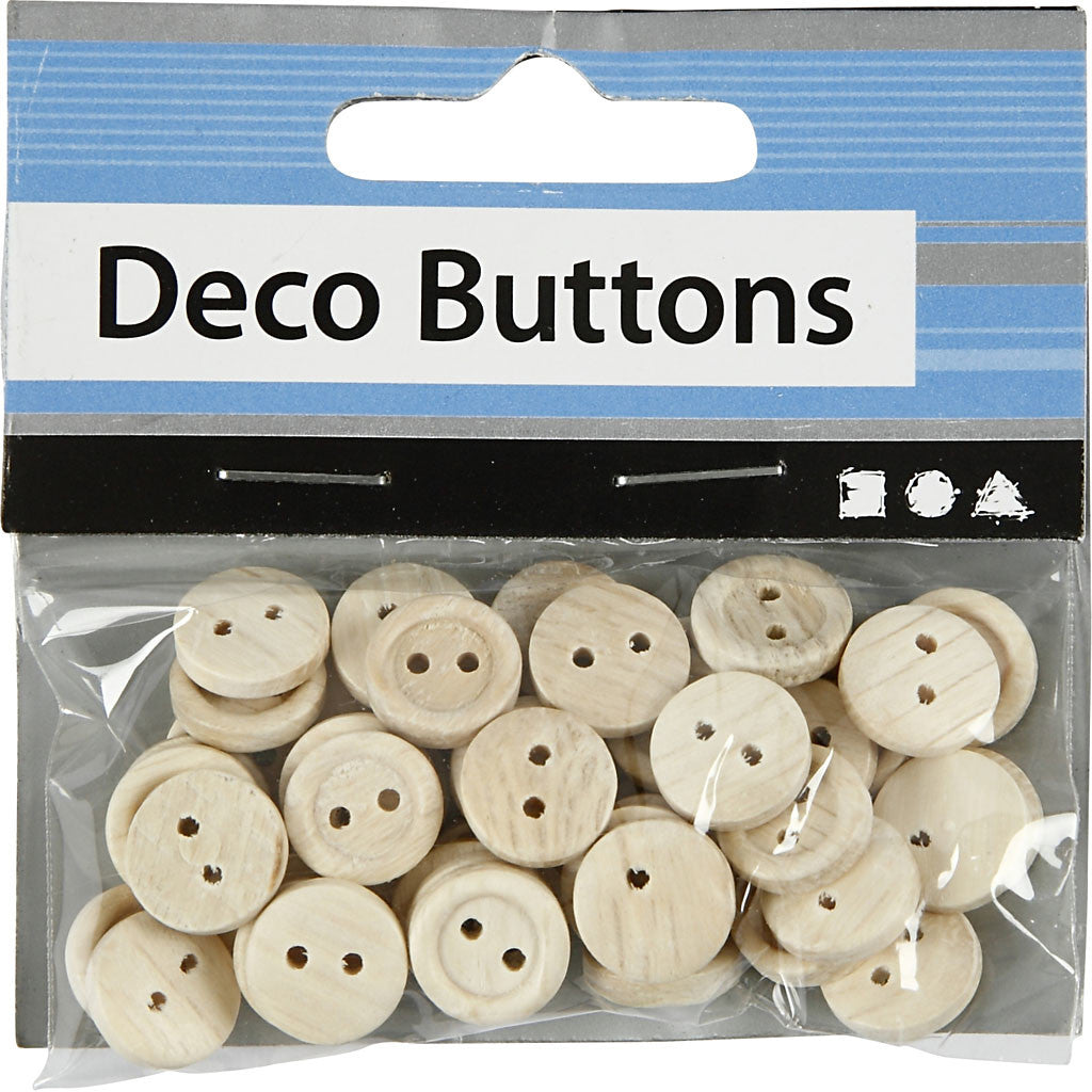 Boutons en bois, d 11 mm, 2 trous, 50 pièces/ 1 Pq. [HOB-403021]
