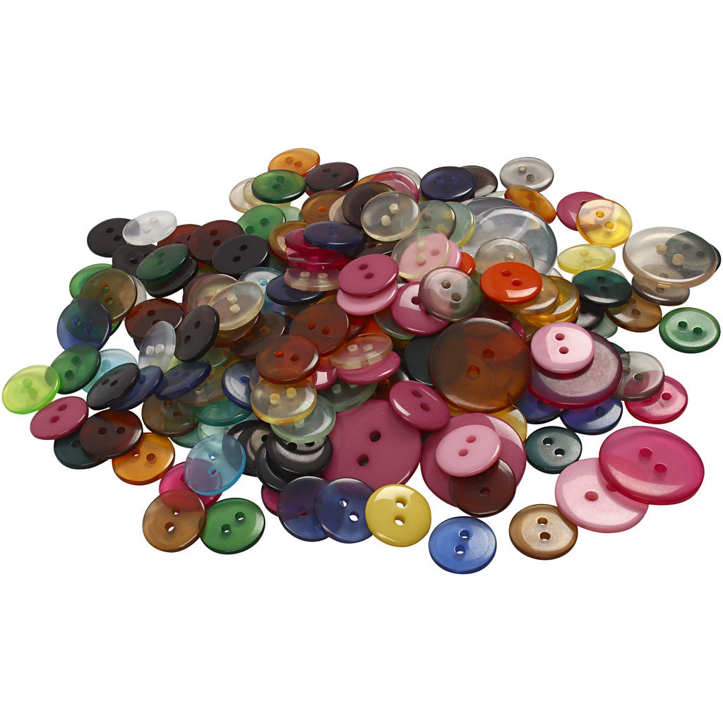 Boutons, d 12+18+20 mm, ass. de couleurs, 800 pièces/ 1 Pq. [HOB-40381]