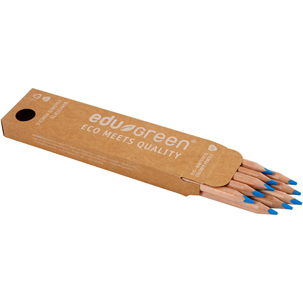 Crayons de Couleur Jumbo Edugreen, mine 5 mm, bleu clair, 10 pièces/ 1 Pq. [HOB-408252]