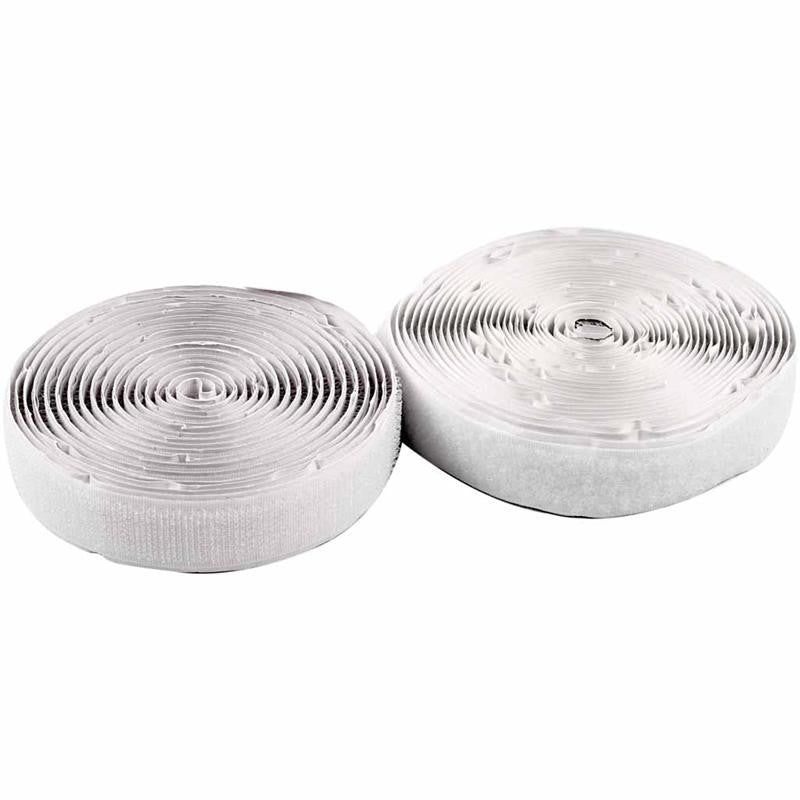 Rotolo di velcro, autoadesivi, L: 20 mm, bianco, 5 m/ 1 rot. [HOB-41020]