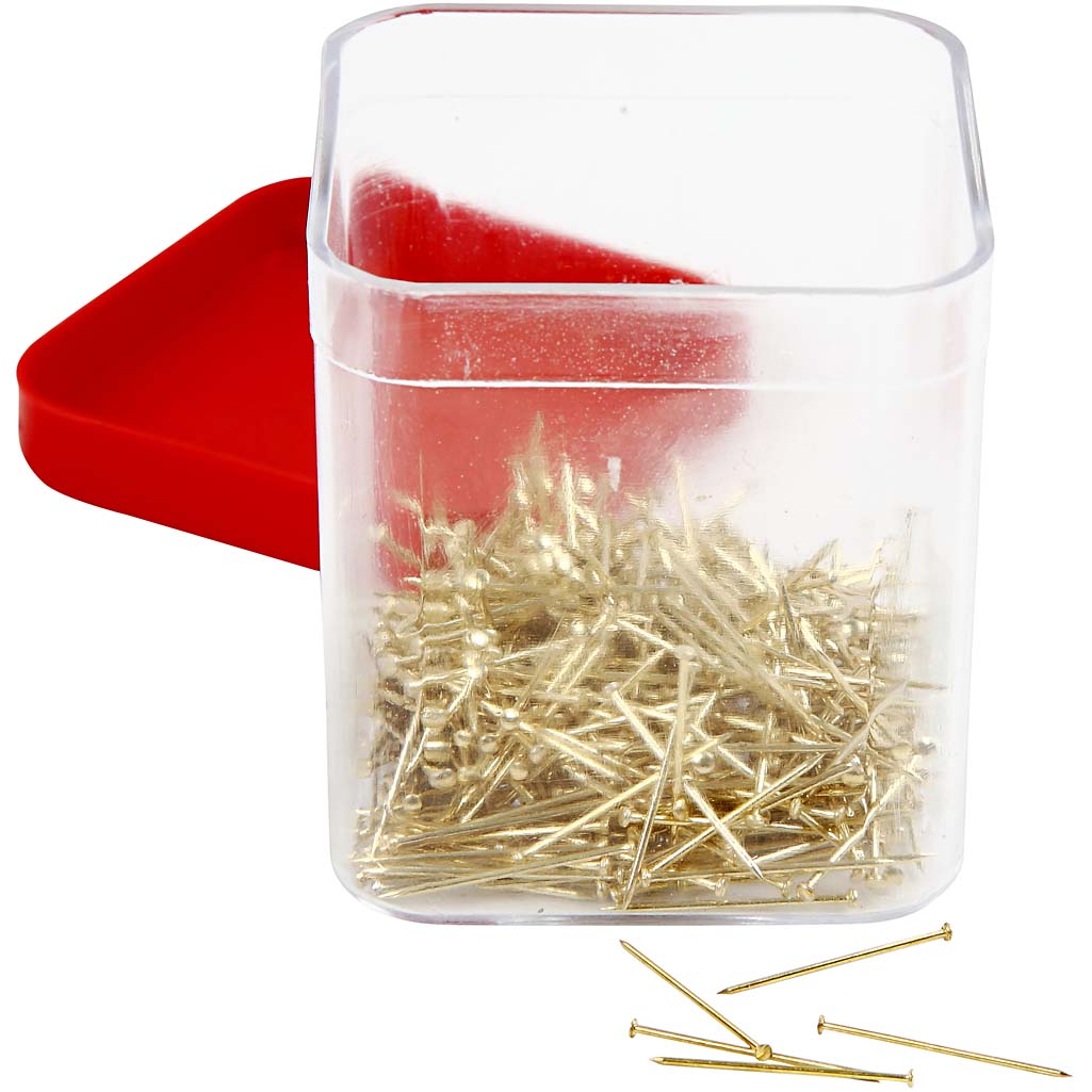 Epingles à tête, L : 16 mm, ép. 0,65 mm, ca. 500 pièce, or, 35 gr/ 1 Pq. [HOB-41122]